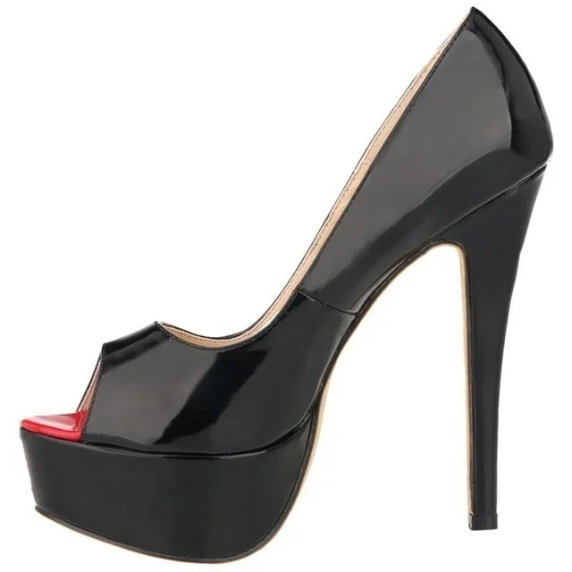 Platform Peep Toe 14cm Extremely Thin High Heels