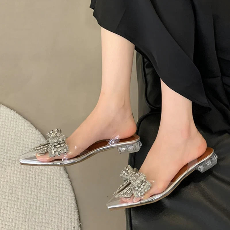 Summer Crystal Sequined Bowknot Women Pumps