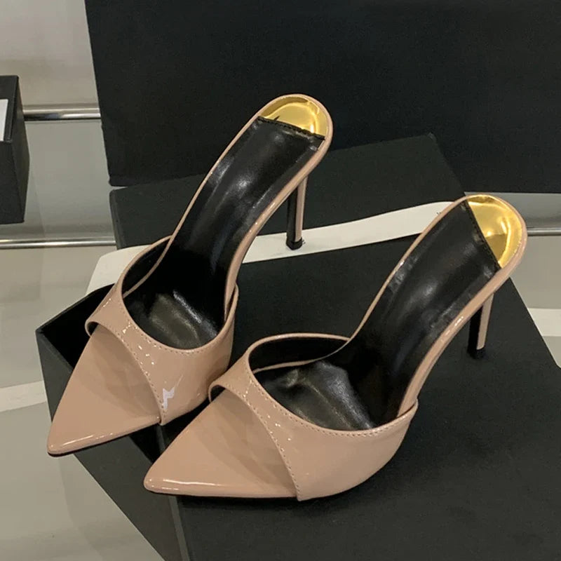 Summer White Patent Leather Women Slippers Sandals