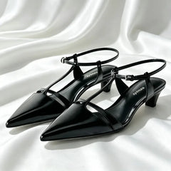 Sexy Pointed Toe T-strap Low Heel Pumps