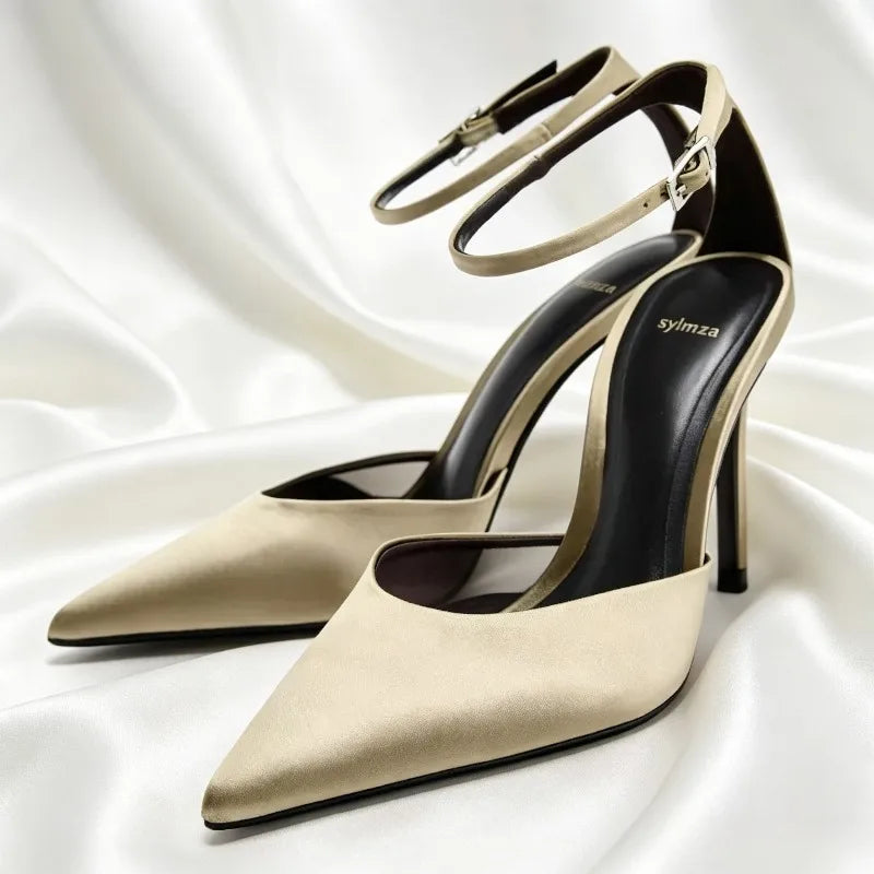 Sexy Pointed Toe Silk Pumps