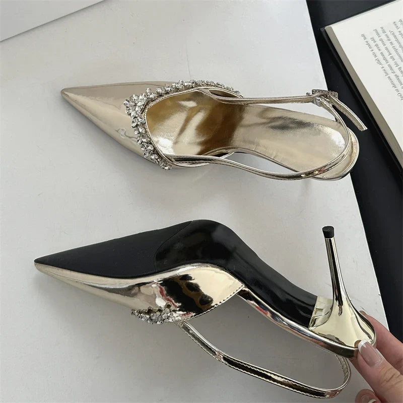 Sexy CRYSTAL DIAMOND Buckle Strap Women Pumps