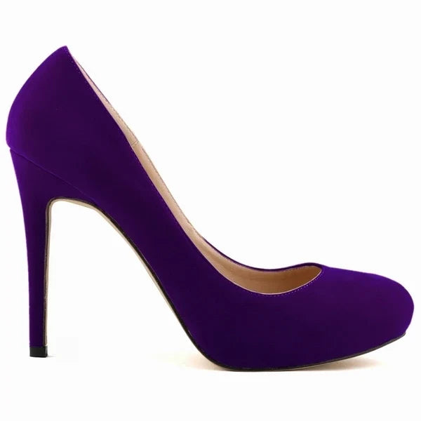 Women Stilettos Pumps Sexy 11cm Round Toe Velvet High Heels