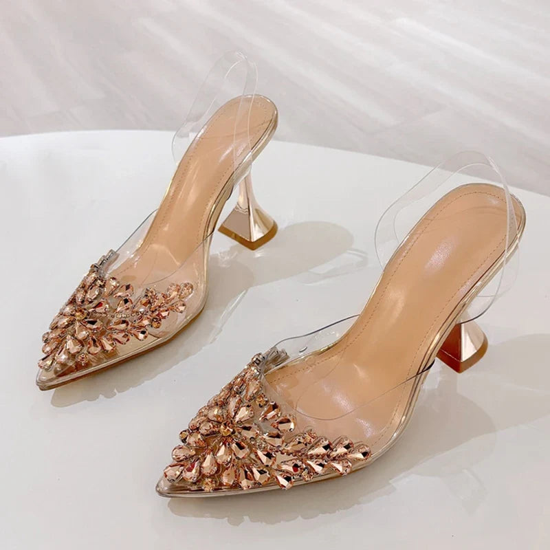 Elegant Pointed Toe Clear High Heels