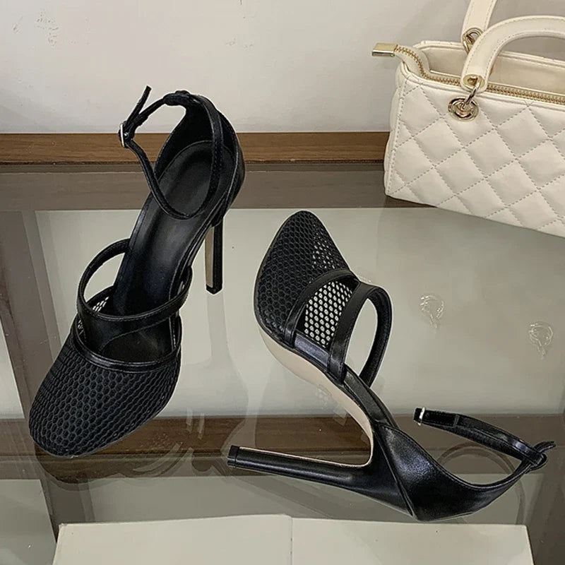 Designer Hollow Breathable Mesh Women Pumps
