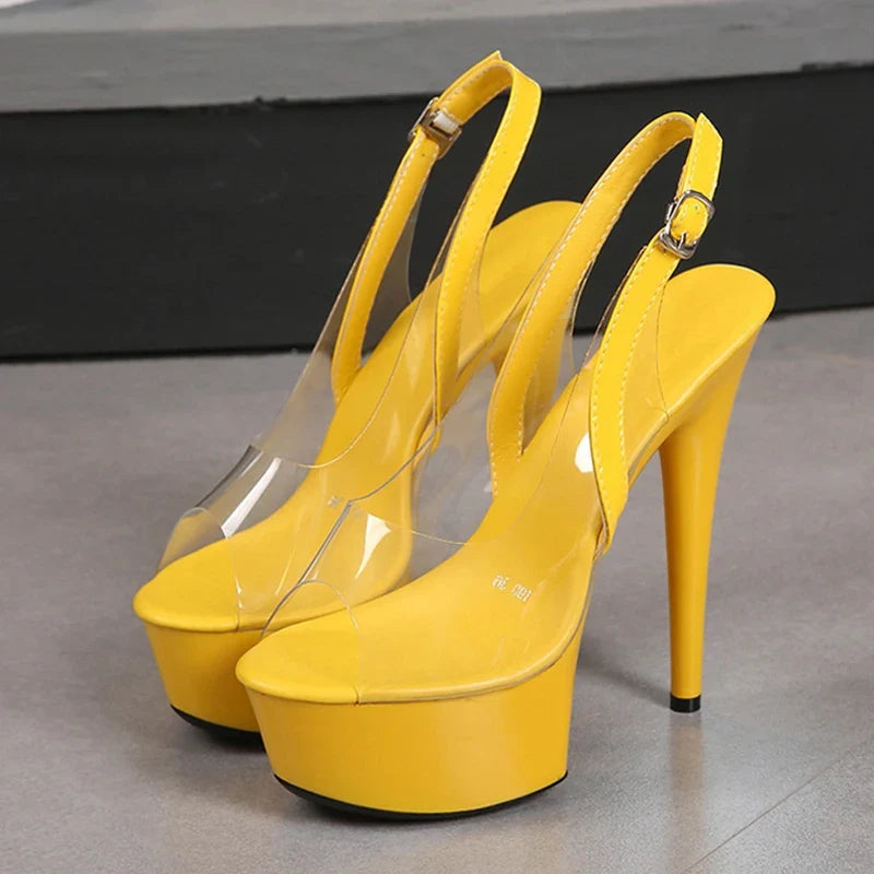 PVC Transparent Women Back Buckle Strap Sandals