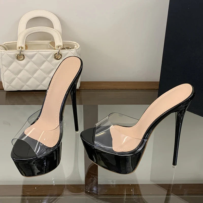 Platform High Heels Transparent Slippers