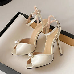 High Quality Cozy Silk Peep Toe 11CM Thin Heels Gladiator Sandals
