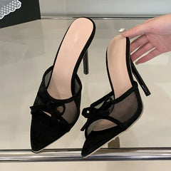 Street Bowknot Mesh Women Slippers Sandals