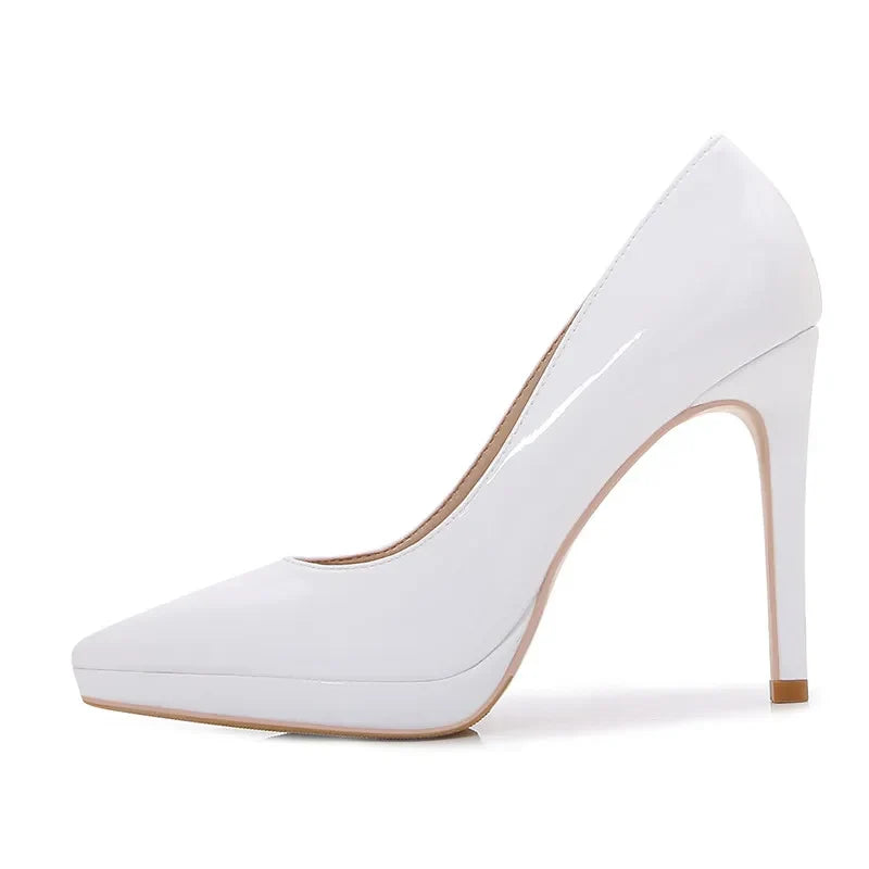 soft leather waterproof platform high heels for women