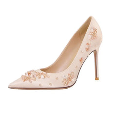 French satin pointed fine single order shoes