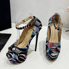 Design Hand-Painted Leather Platform Pumps