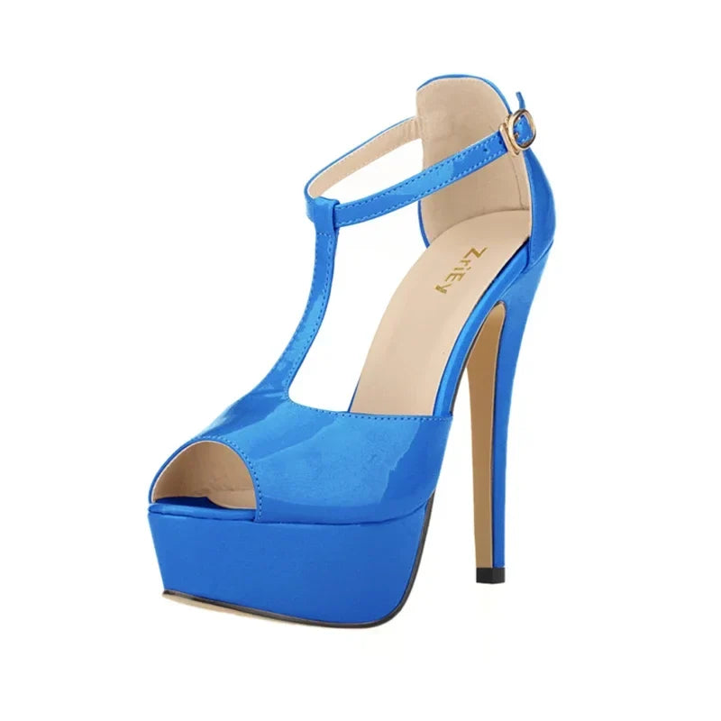 Peep Toe Ankle Strap Stilettos Pumps
