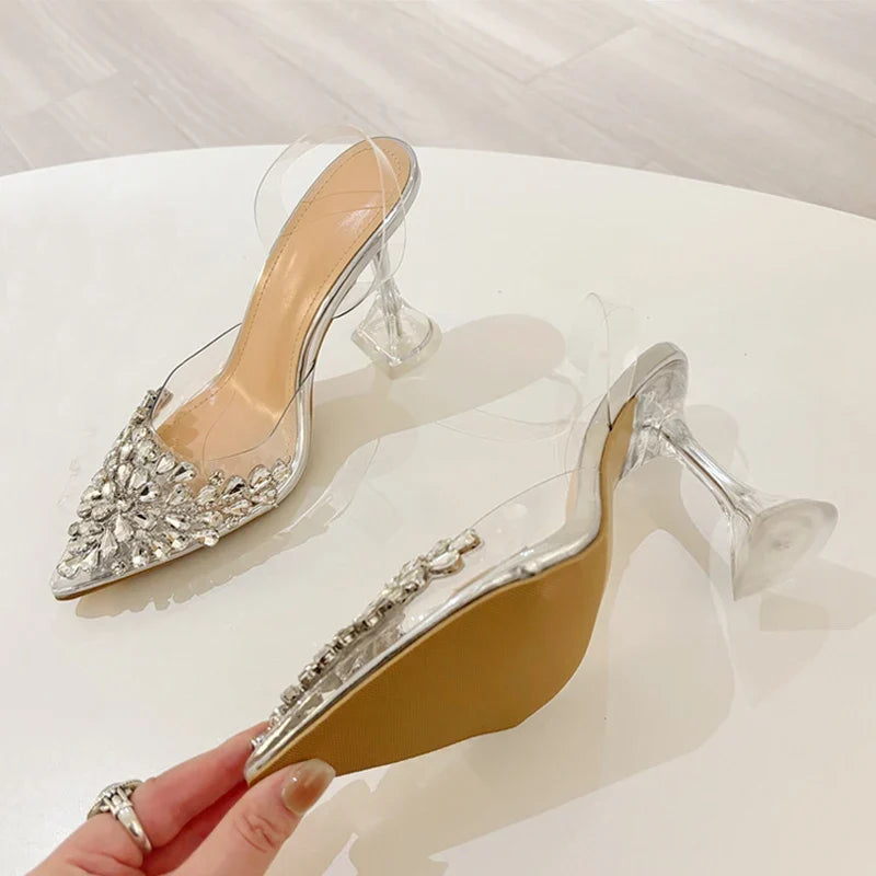 Elegant Pointed Toe Clear High Heels