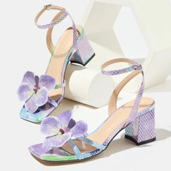 Sweet Pink Flower Decoration High Heel Sandals