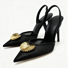 Luxury Metallic Flower Decoration Pumps