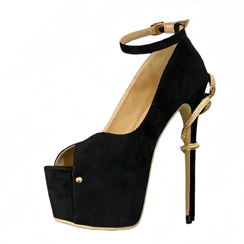 Sexy Metal Snake Shape Thin Heeled Sandals