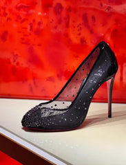 Spring Water Diamond Lace Mesh Breathable High Heels
