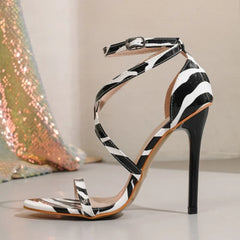 Cross-Strap Heeled Sandals