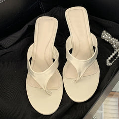 Brand Wedge Heel Slipper Slides Women Clip Toe Flip Flops Narrow Band Sandals