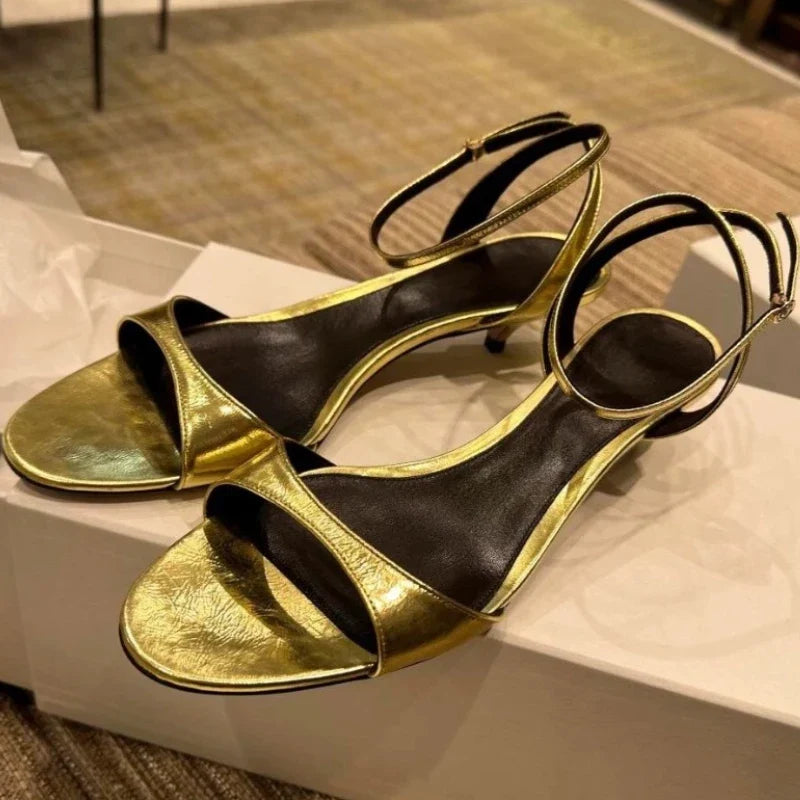 Round Toe Ankle Strap High Heel Sandals