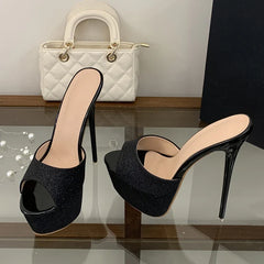 Sequined Cloth Platform High Heels