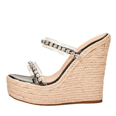 Crystal Transparent Open Toe Platform Heels Slippers