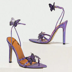 Big Size 43 Purple High Heels Gladiator Sandals