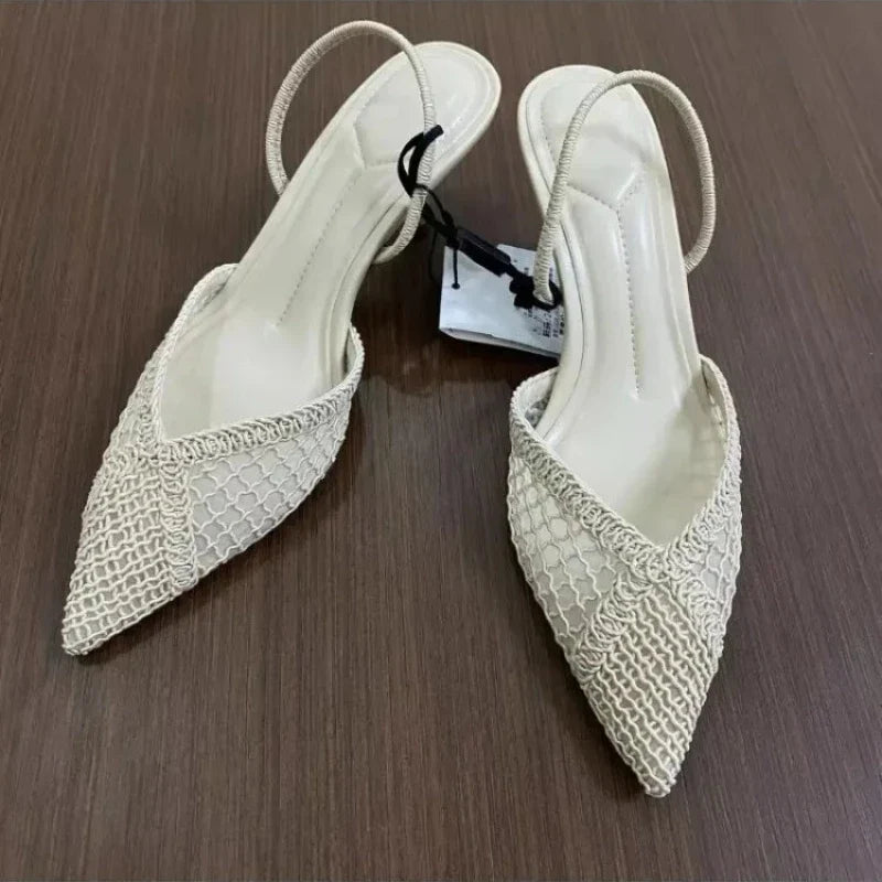 Comfort Hollow Mesh Woven Pumps
