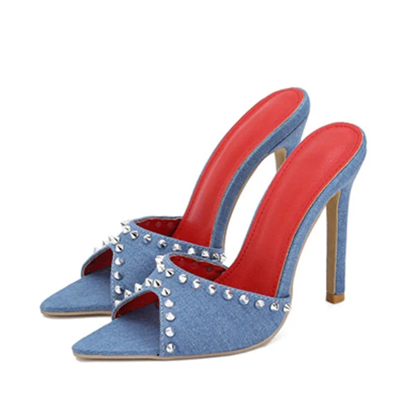 Summer Metal Rivet Designer High Heels