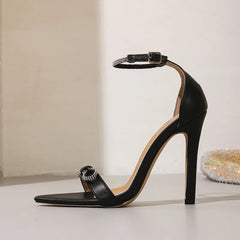 Black Crystal Bow Embellished High Heel Sandals