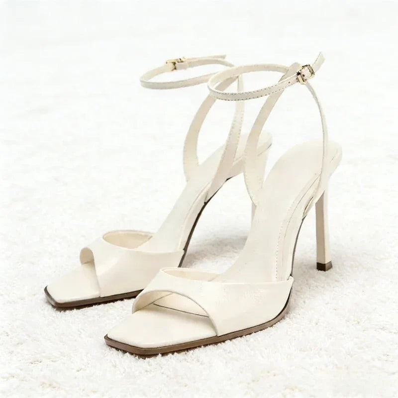 Sexy Gold Ankle Buckle High Heel Sandals