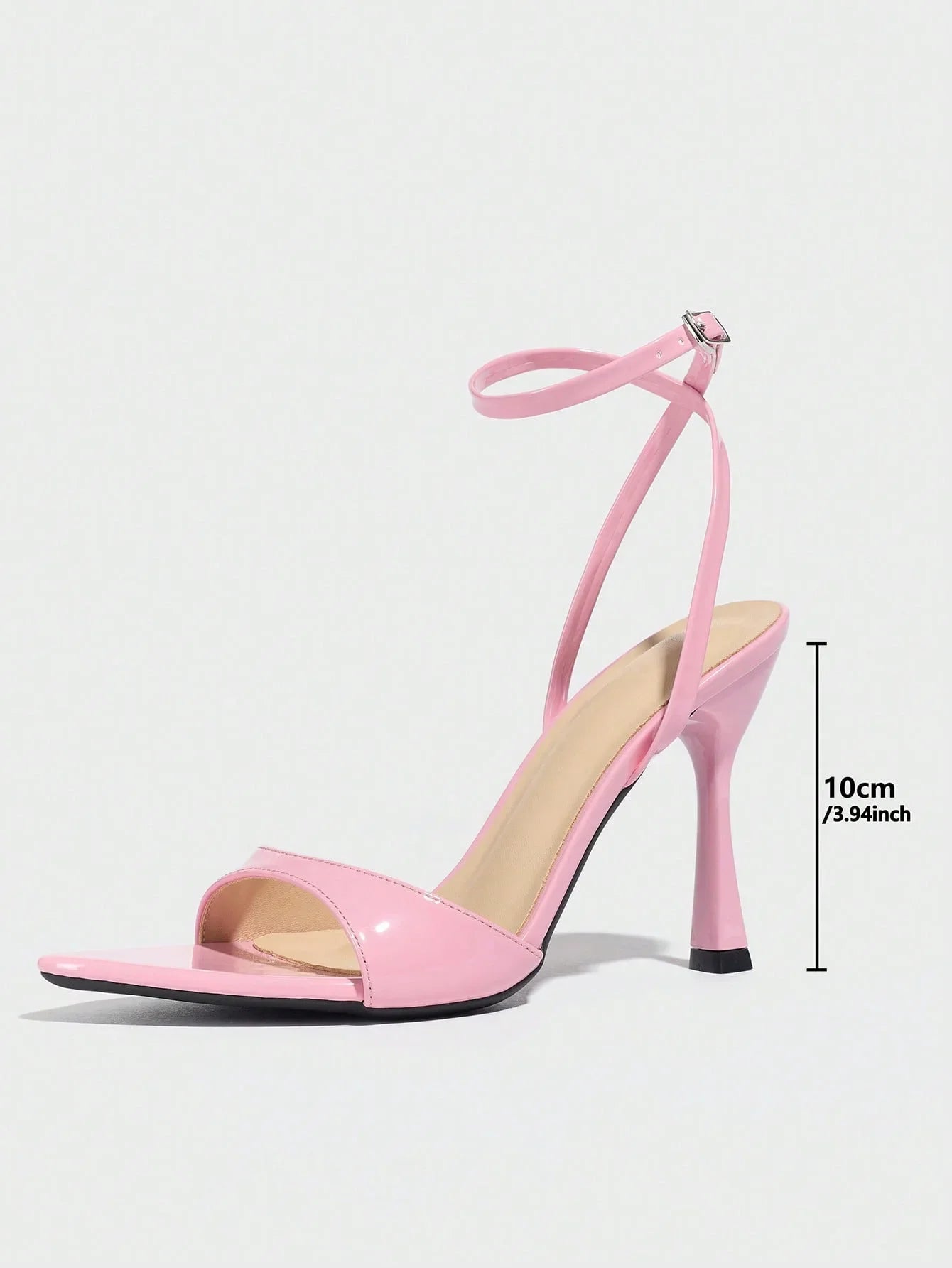 Brown Patent Leather Ankle Strap Sandals