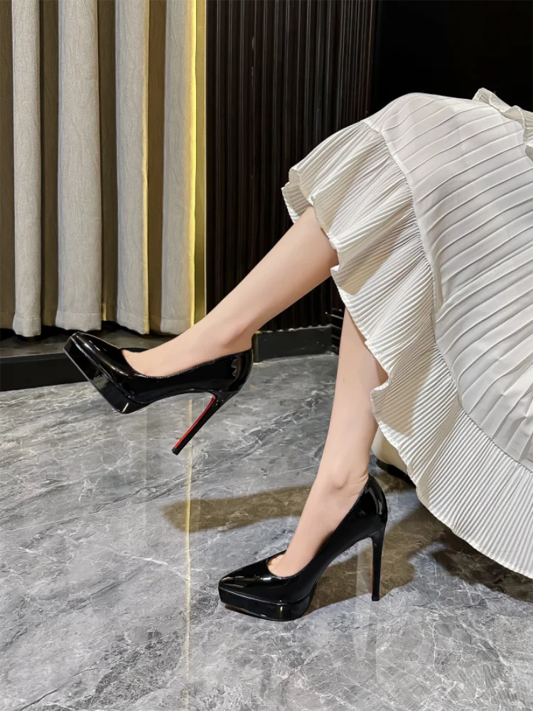 nude color waterproof platform high heels for women