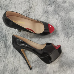 Platform Peep Toe 14cm Extremely Thin High Heels