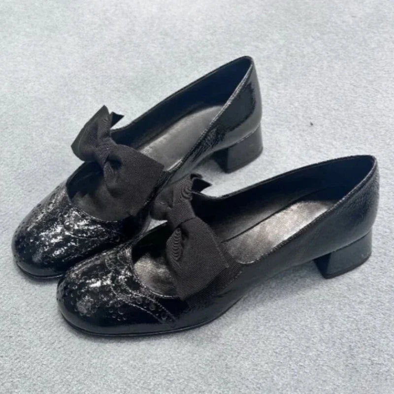 Black Butterfly Knot Decoration High Heelsapatos De Mujer