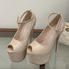 Sexy Peep Toe 17CM Extreme High Heels Party Fetish Shoes Design Rivet Stiletto Women Platform Pumps Sandal Size 41