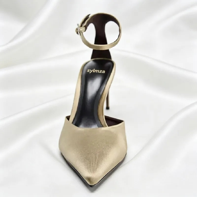Sexy Pointed Toe Silk Pumps