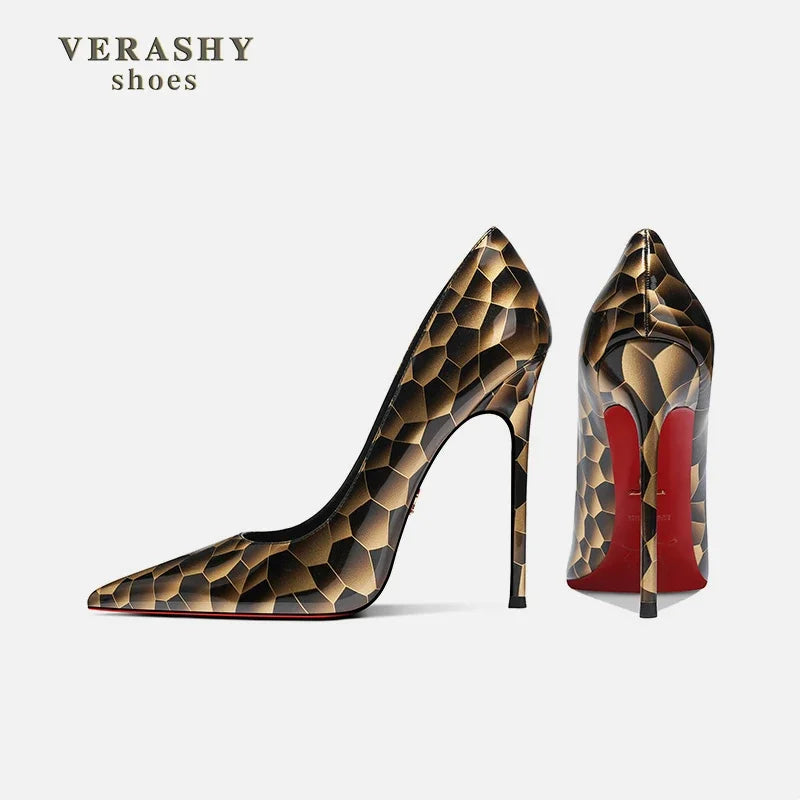 Stone leopard print pointed high-heeled shoes for women