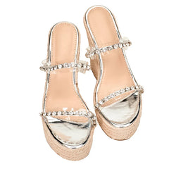 Crystal Transparent Open Toe Platform Heels Slippers