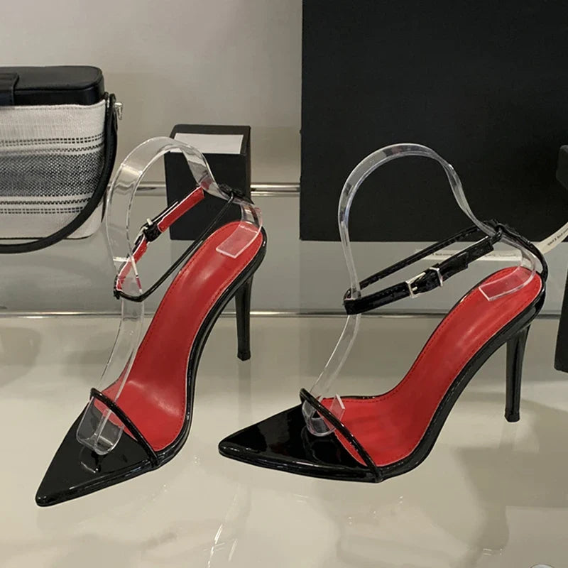 Summer White Patent Leather Ankle Strap Sandals