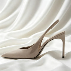 Vintage Brown Satin Slingback Heels
