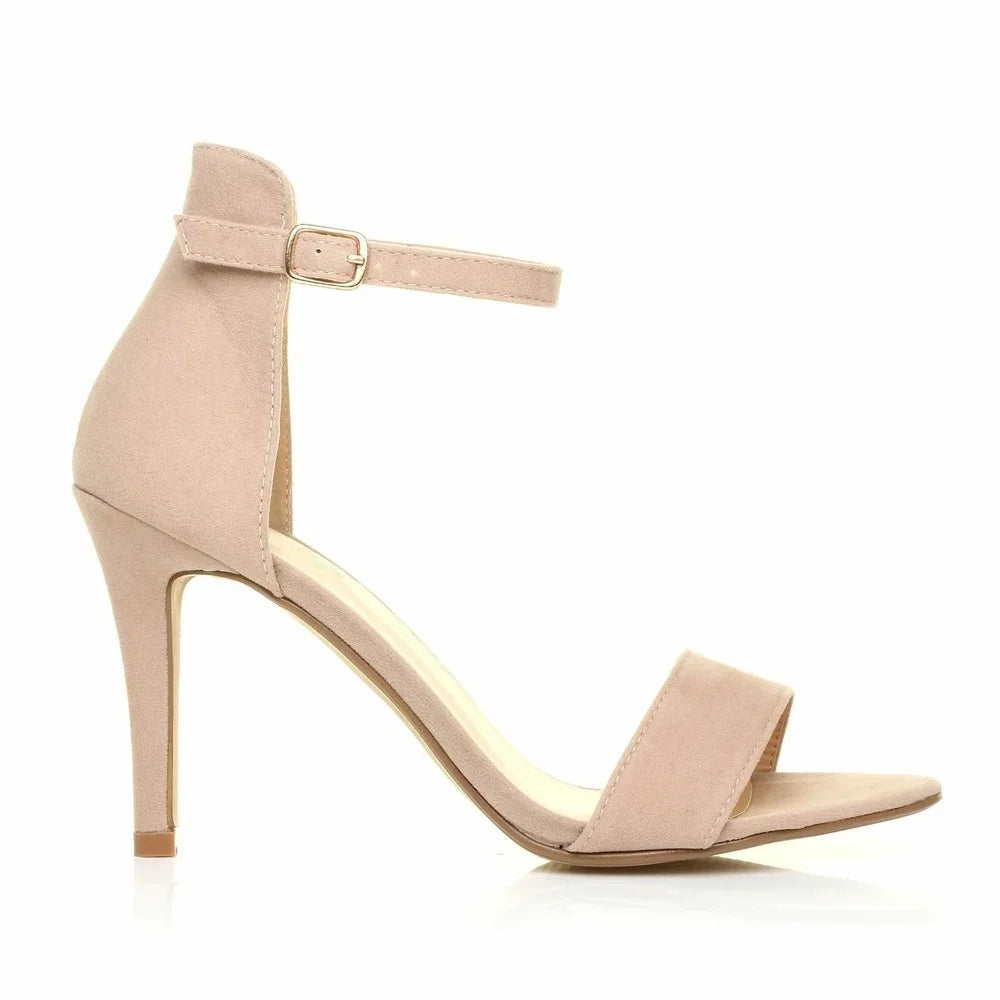 9cm Mid Thin Heel Summer Open Toe Ankle Strap High Heels