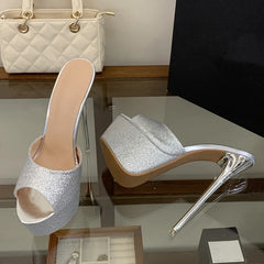 Sequined Cloth Platform High Heels