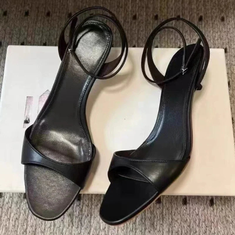 Round Toe Ankle Strap High Heel Sandals