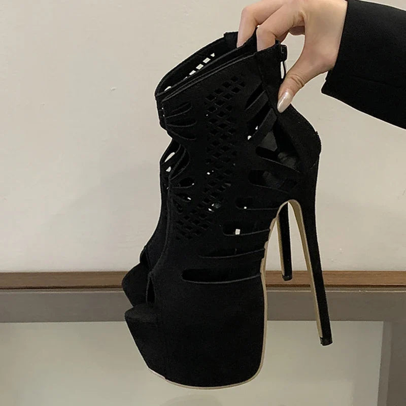 Hollow Out Peep Toe Extreme High Heels