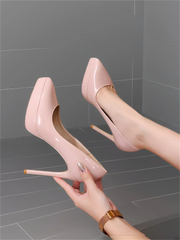 soft leather waterproof platform high heels for women