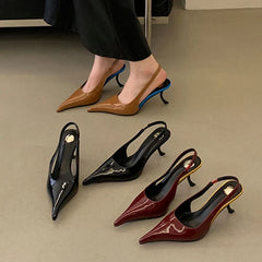 Summer Black Patent Leather High Heels
