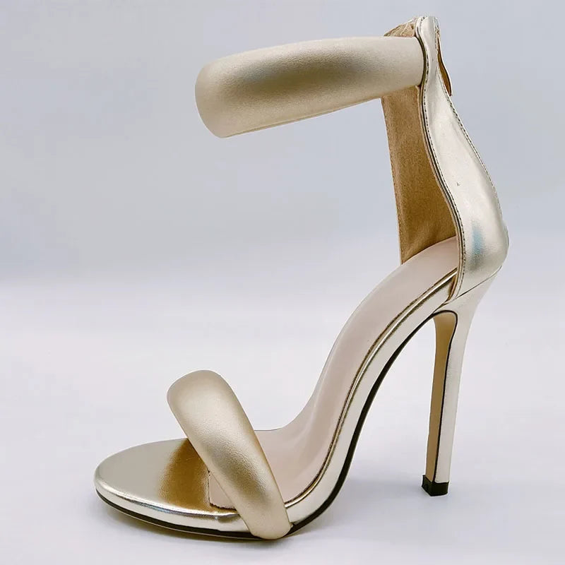 High Quality Soft Cozy Leather Ankle Wrap Zip Sandal Women Summer Open Toe Gladiator Heels Party Prom Shoes Purple
