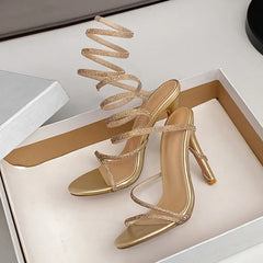 Summer Snake Twine Around Crystal Women Sandals
